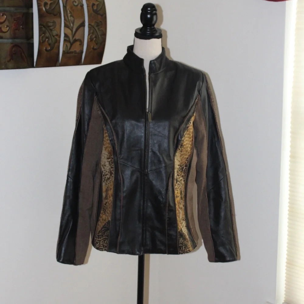 Koos Of Course, Vintage fitted brown leather and Tweed jacket - Picture 2 of 11